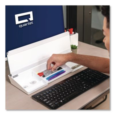 Flip-Top Glass Dry Erase Desktop Pad, 18 x 6, White Surface