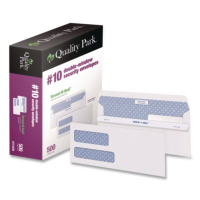 Reveal-N-Seal Envelope, Security Tint, #10, Commercial Flap, Self-Adhesive Closure, 4.13 x 9.5, White, 500/Box
