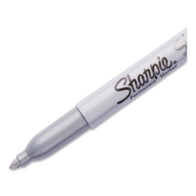 Metallic Fine Point Permanent Markers, Fine Bullet Tip, Metallic Silver, 48/Carton