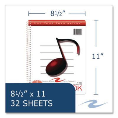 Music Notebook, Music Transcription Format: 12 Staves, White Cover, (32) 11 x 8.5 Sheets