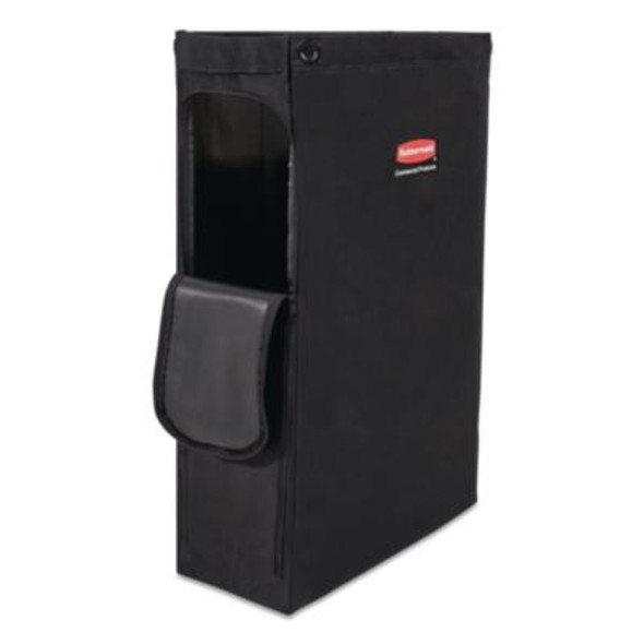 Side Load Linen Bag For Rubbermaid Commercial 2202581, 2202527, 2202587 Carts, 3.7 Bushels, 9 x 21.1 x 33, Black, 4/Ct