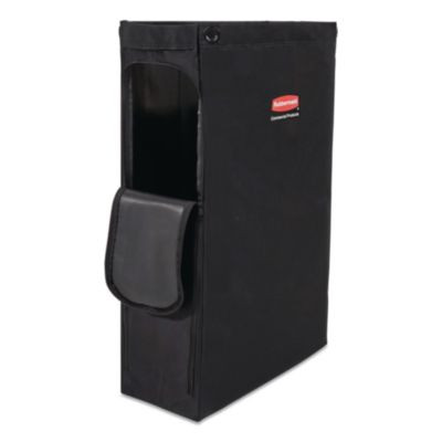 Side Load Linen Bag For Rubbermaid Commercial 2202581, 2202527, 2202587 Carts, 3.7 Bushels, 9 x 21.1 x 33, Black, 4/Ct