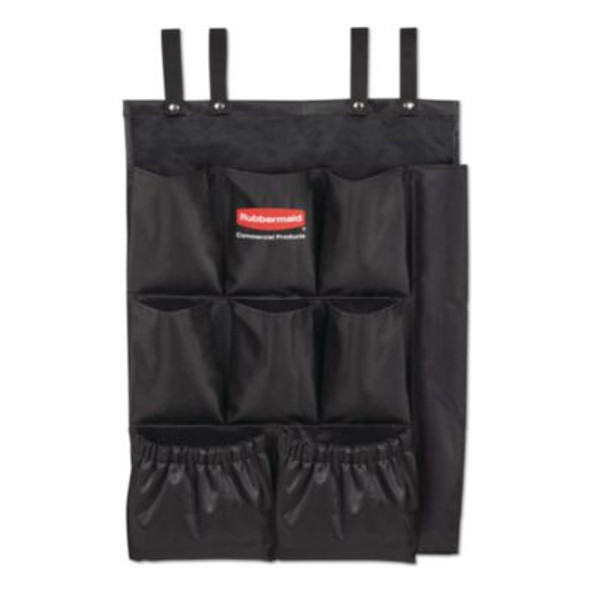 Fabric 9-Pocket Cart Organizer, 19.8 x 1.5 x 27.5, Black, 6/Carton