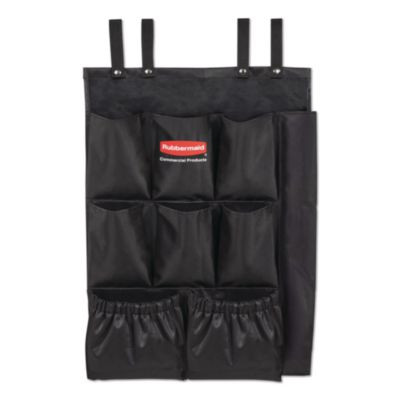 Fabric 9-Pocket Cart Organizer, 19.8 x 1.5 x 27.5, Black, 6/Carton