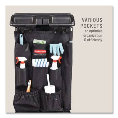 Fabric 9-Pocket Cart Organizer, 19.8 x 1.5 x 27.5, Black, 6/Carton