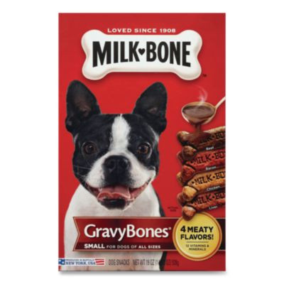 Small Sized Gravybones Dog Biscuits, Bacon; Beef; Chicken; Liver, 19 Oz Box