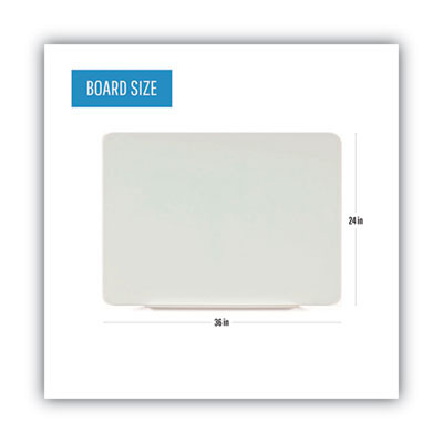 Magnetic Glass Dry Erase Board, 36" x 24", Opaque White Surface