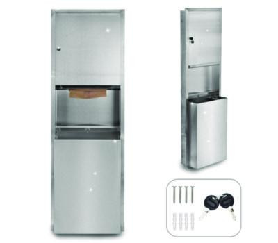 Stainless Steel Recessed Paper Towel Dispenser With Waste Receptacle, 56 x 4 x 17