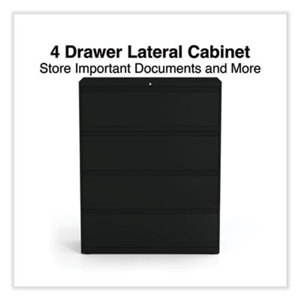 Lateral File, 4 Legal/Letter-Size File Drawers, Black, 42" x 18.63" x 52.5"