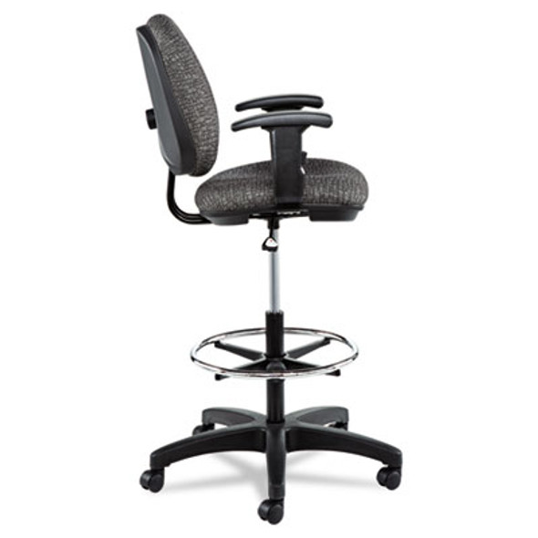 Alera Interval Series Swivel Task Stool, Supports 275 Lb, 23.93" To 34.53" Seat Height, Graphite Gray Seat/Back, Black Base