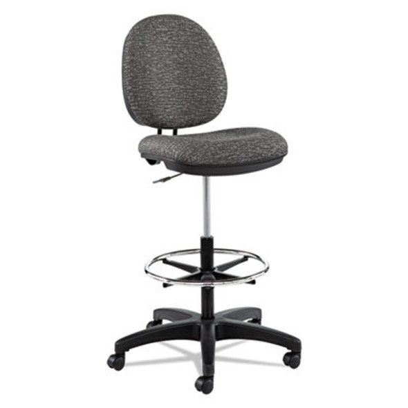 Alera Interval Series Swivel Task Stool, Supports 275 Lb, 23.93" To 34.53" Seat Height, Graphite Gray Seat/Back, Black Base