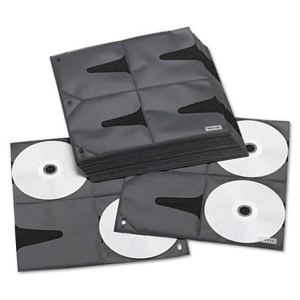 Two-Sided Cd Refill Pages For Three-Ring Binder, 8 Disc Capacity, Clear/Black, 25/Pack