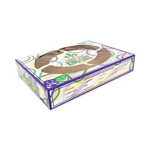 Mardi Gras King Cake Window Boxes, 19 x 14 x 3.5, Green/Purple/White, Paper, 50/Carton