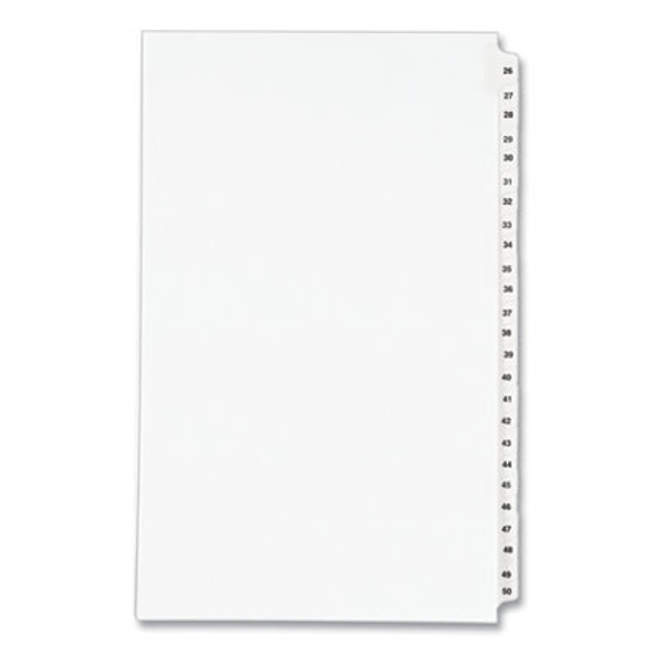 Preprinted Legal Exhibit Side Tab Index Dividers, Avery Style, 25-Tab, 26 To 50, 14 X 8.5, White, 1 Set, (1431)