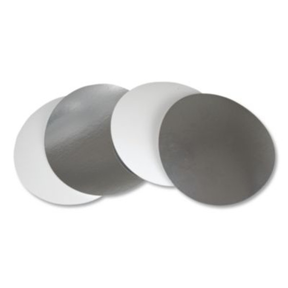 Flat Board Lids, For 8" Round Containers, Silver, Paper, 500/Carton