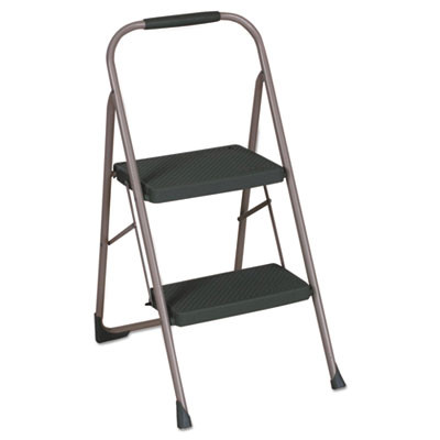 Big Step Folding Stool, 2-Step, 200 Lb Capacity, 20.5" Working Height, 22" Spread, Black/Gray