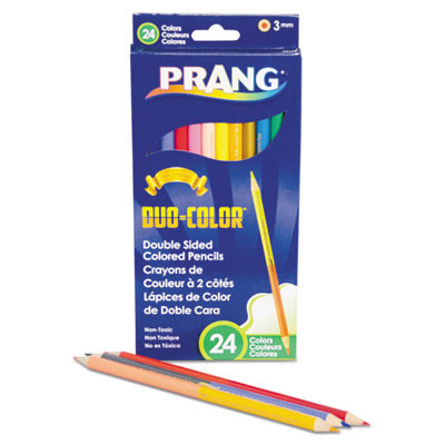 Duo-Color Colored Pencil Sets, 3 Mm, 2B, Assorted Lead And Barrel Colors, Dozen