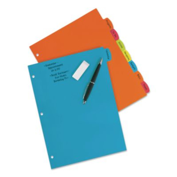 Big Tab Write And Erase Durable Plastic Dividers, 8-Tab, 11 x 8.5, Assorted, 1 Set