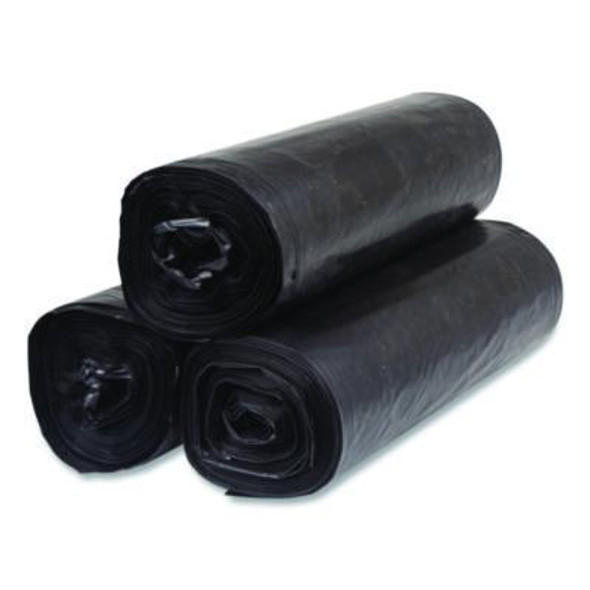 Low-Density Commercial Can Liners, 60 Gal, 1.15 Mil, 38 x 58, Black, Interleaved Roll, 25 Bags/Roll, 4 Rolls/Carton