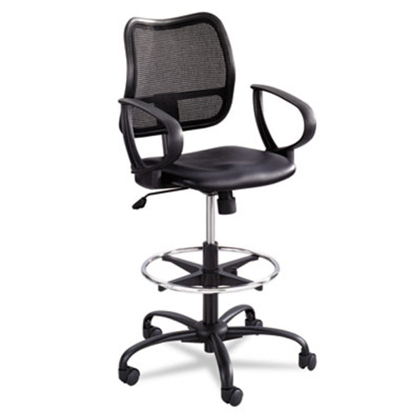 Vue Series Mesh Extended-Height Chair, Supports Up To 250 Lb, 23" To 33" Seat Height, Black Vinyl Seat, Black Base