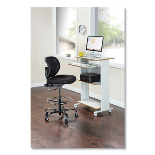 Vue Heavy-Duty Extended-Height Stool, Supports Up To 350 Lb, 23" To 32.5" Seat Height, Black Vinyl Seat, Black Base