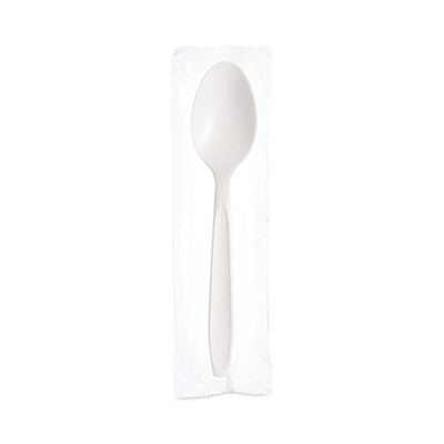 Reliance Mediumweight Cutlery, Individually Wrapped, Spoon, Plastic, White, 1,000/Carton
