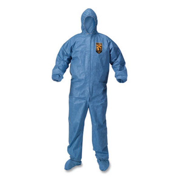 A65 Zipper Front Hood And Boot Flame-Resistant Coveralls, Elastic Wrist And Ankles, 2X-Large,Blue,  25/Carton