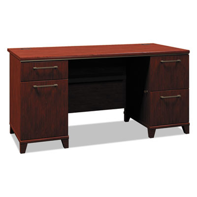 Enterprise Collection Double Pedestal Desk, 60" X 28.63" X 29.75", Harvest Cherry, (Box 2 Of 2)