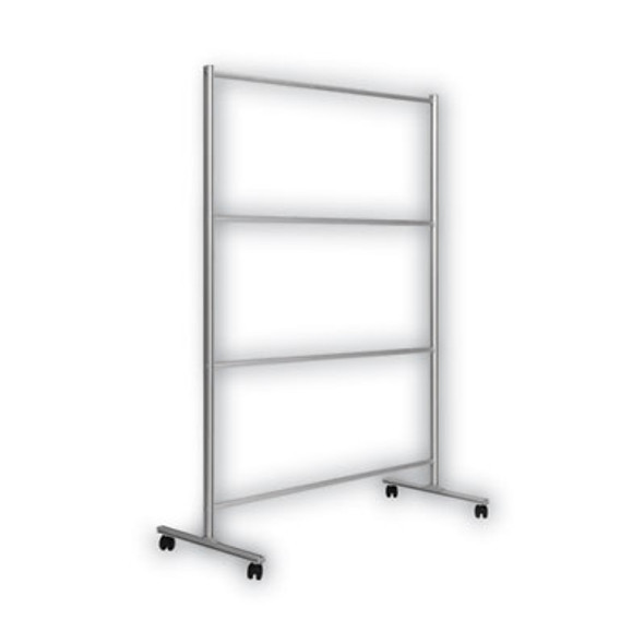 Protector Series Mobile Glass Panel Divider, 49 X 22 X 81, Clear/Aluminum
