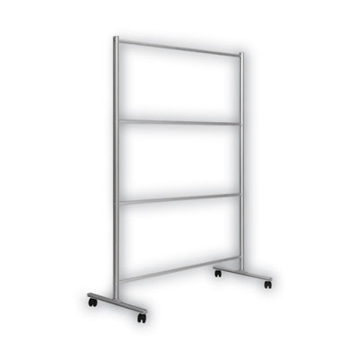 Protector Series Mobile Glass Panel Divider, 49 X 22 X 81, Clear/Aluminum