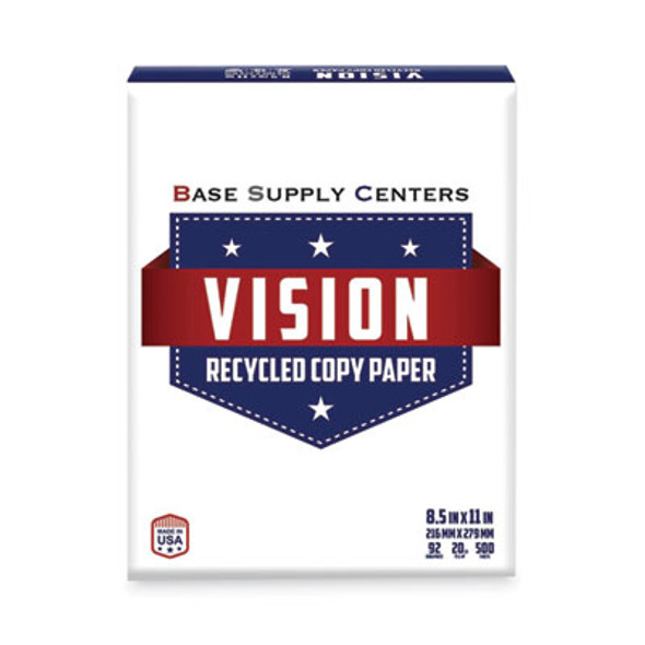 Recycled Copy Paper, 92 Bright, 20 Lb Bond Weight, 8.5 x 11, White, 500 Sheets/Ream, 10 Reams/Carton