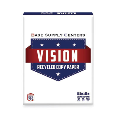 Recycled Copy Paper, 92 Bright, 20 Lb Bond Weight, 8.5 x 11, White, 500 Sheets/Ream, 10 Reams/Carton, 40 Cartons/Pallet