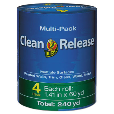 Clean Release Painter's Tape, 3" Core, 1.41" X 60 Yds, Blue, 4/Pack