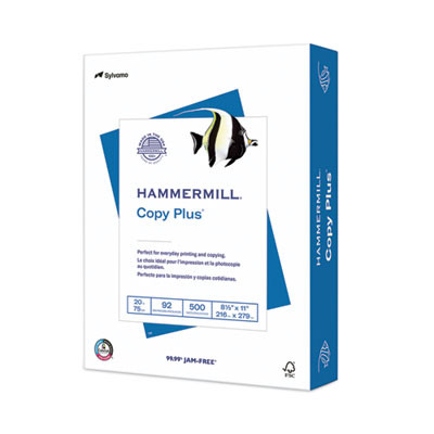 Copy Plus Print Paper, 92 Bright, 20 Lb Bond Weight, 8.5 x 11, White, 500/Ream