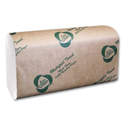 Multi-Fold Recycled Paper Towels, 1-Ply, 9.25 x 9.5, Natural White, 250/Pack, 16 Packs/Carton