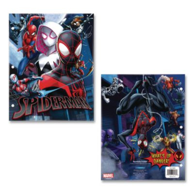 Licensed Two-Pocket Folder, Marvel Spiderman, Side: 3-Hole Punched, Accommodates (50) 11 x 8.5 Sheets, Multicolor