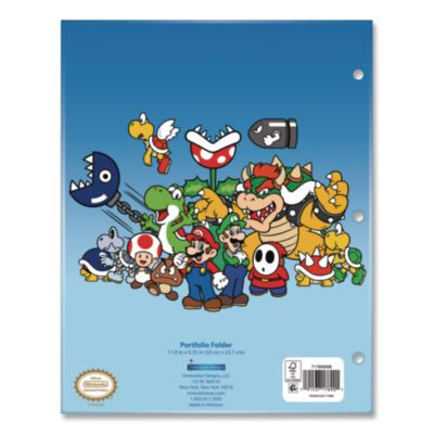 Licensed Two-Pocket Folder, Super Mario, Side: 3-Hole Punched, Accommodates (50) 11 x 8.5 Sheets, Multicolor