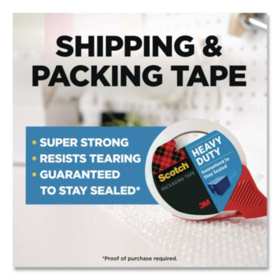 Heavy-Duty Packaging Tape With 2 Dispensers, 3"Core, 1.88" x 54.6 Yds, Clear, 4 Rolls/Pack