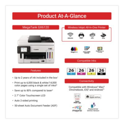 Megatank Gx6120 All-In-One Printer, Copy/Print/Scan