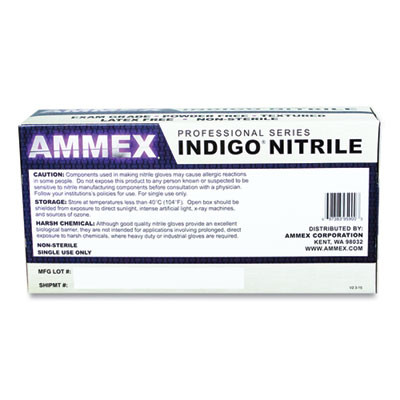 Nitrile Exam Gloves, Powder-Free, Large, 3 Mil Thick, Indigo, 100/Box