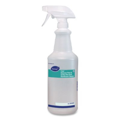 Crew Restroom Floor And Surface Non-Acid Disinfectant Cleaner Empty Spray Bottle, 32 Oz, Clear