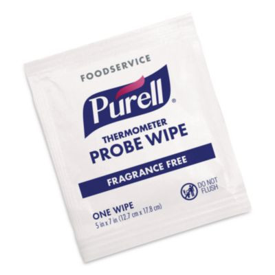 Foodservice Thermometer Probe Wipes, Individually Wrapped, 7 x 5, Fragrance-Free, White, 1,000/Carton