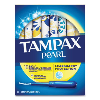 Pearl Tampons, Regular Absorbency, 18/Box
