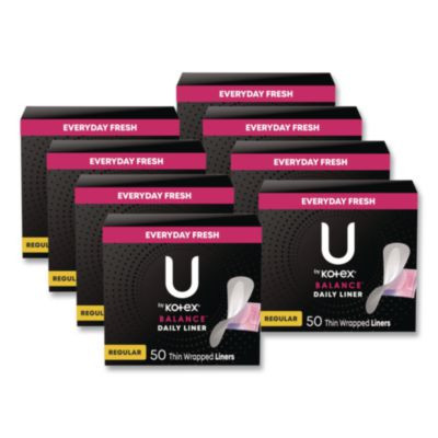 Balance Daily Wrapped Panty Liners, Light Absorbency, 50/Pack, 8 Packs/Carton