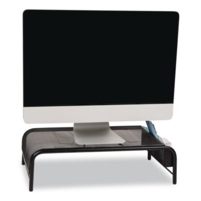Metal Mesh Monitor Stand, For Up To 24" Monitors, 19" x 10.5" x 5.5", Black, Supports 22 Lb