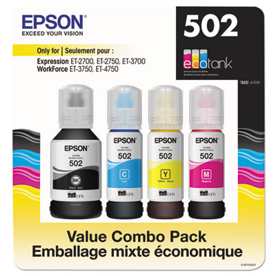 T5021-4-Svh (502) Ink, 7,500/6,000 Page-Yield, Black/Cyan/Magenta/Yellow