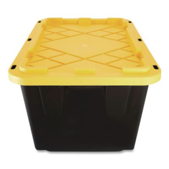 Storage Bin With Snap Lid, 108 Qt, 20.5 x 30.5 x 14.7, Black/Yellow