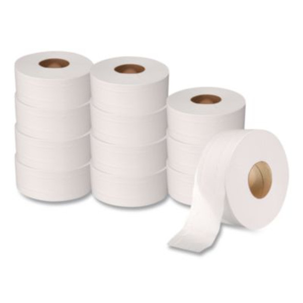 Ultra Jumbo Roll Tissue, Septic Safe, 2-Ply, 3.3" x 1,000 Ft, White, 12 Rolls/Carton