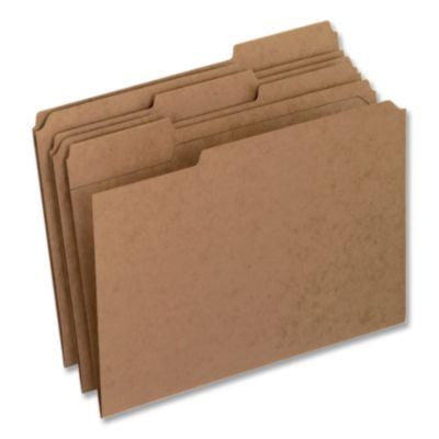 Reinforced Top-Tab File Folders, 2/5-Cut Tabs, Letter, Brown Kraft, 100/Box