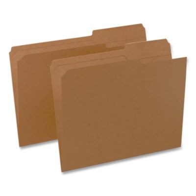 Reinforced Top-Tab File Folders, 2/5-Cut Tabs, Letter, Brown Kraft, 100/Box
